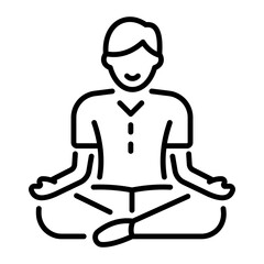 A character doing mediation, linear style icon 