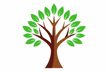 vector tree with green leaves