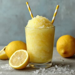 A delightful frozen lemonade slush with rich texture