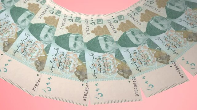 Gilded Looping Design 500 Rupee Curency of Pakistan