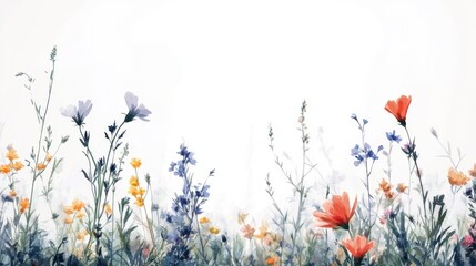 Watercolor painting of wildflowers, digital art illustration for wallpaper, background, design