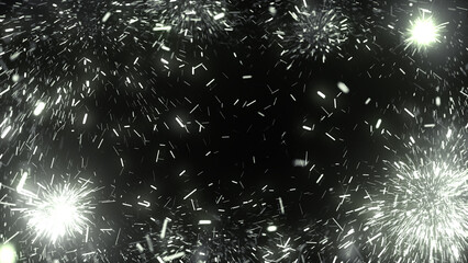 画面端で大量に炸裂する火花のフレーム - ホワイト