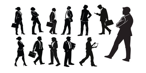 group of business people silhouette set