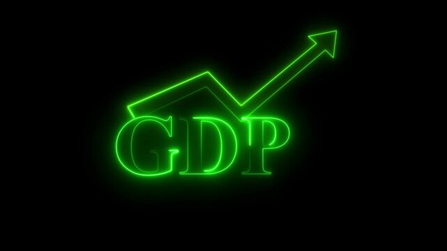 Abstract neon line GDP business graph animation. new idea business graph chart icon .black background.