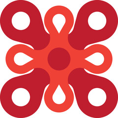 Abstract Floral Icon, Red Geometric Design