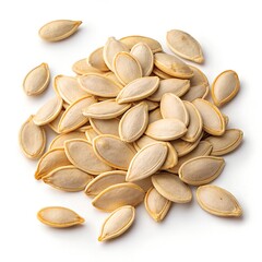 Pile of Raw Organic Pumpkin Seeds Isolated on White Background