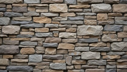 Fototapeta premium Close-up View of a Textured Stone Wall with Varied Tones