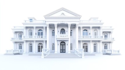Obraz premium Grand White Mansion Architectural Design Rendering