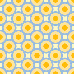 Seamless Geometric Circle Pattern in Yellow and Blue