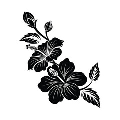 Monochrome Elegance: Vintage Hibiscus Botanical Illustration