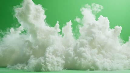 White smoke billows swiftly against a green screen backdrop, serving as an excellent element for visual effects and compositing projects, enhancing a variety of creative designs