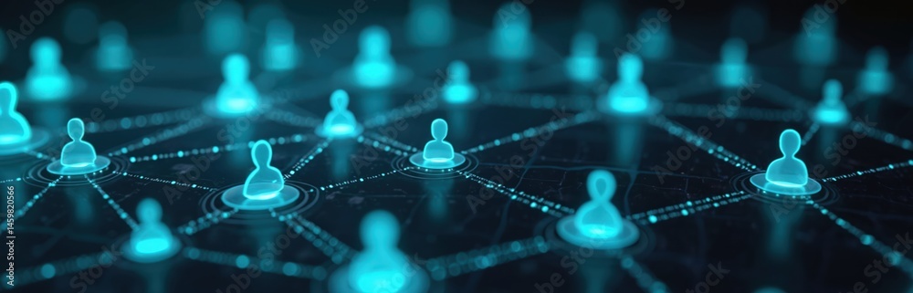 Leinwandbilder digital network connects user icons, communication interaction. high-tech environment, connectivity 