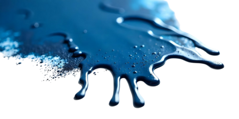 The blue paint spread out on the white background. PNG