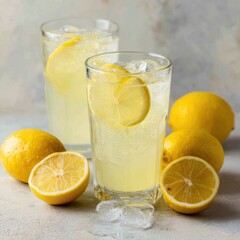 Pure lemon extract-infused lemonade served in a clear glass