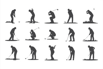 Golf Illustrations in Silhouette: Poses for Swinging, Putting, and Training