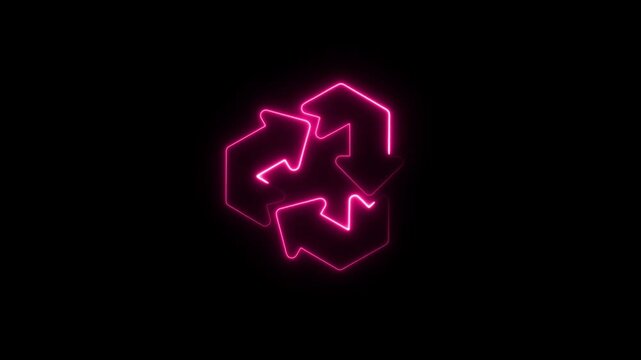 Neon recycle icon animation. Waste recycling innovation. Reuse, ecofriendly environment and save the planet