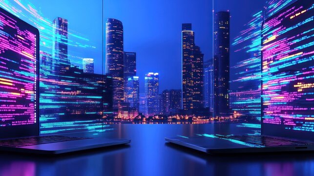 Dynamic code streams and city skyline