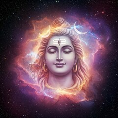 Mahadev Shivji Bholenath Shankar Neelkanth Adiyogi | Shiva face emerging from nebula cosmic space | 4K HD Mahashivratri Shivratri Wallpaper background picture