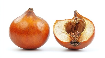 Two whole and half fruit, light brown