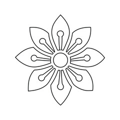 Floral Outline Vector on White Background