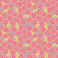 Cute feminine seamless watercolor pattern with little tiny wildflowers, hand drawn