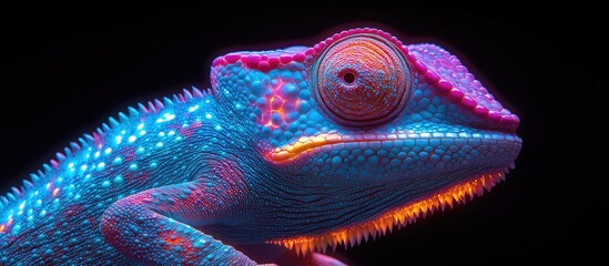 Neon Chameleon Portrait.