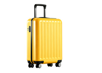 big yellow travel suitcase, isolated on white background PNG
