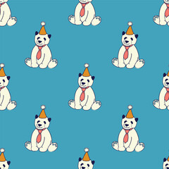 Playful Panda Vector Seamless Pattern Set for Kids Balloons Costumes and Birthday Fun