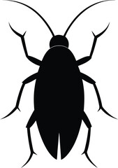 Black silhouette of a cockroach isolated on white background. Vector illustration. 