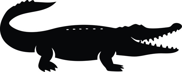 Crocodile silhouette vector illustration.