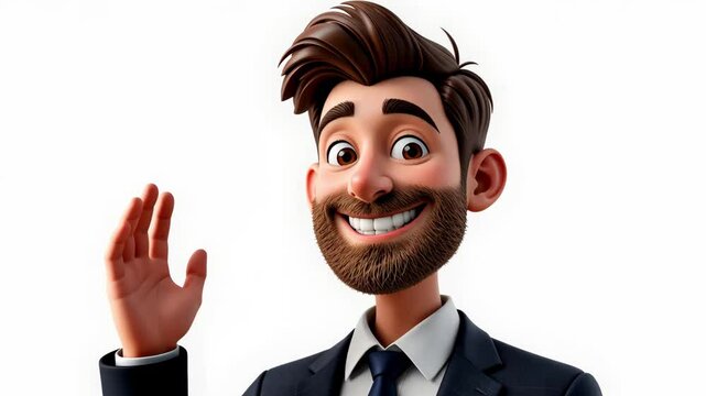 4K animated man smiling and giving a thumbs-up. Great for business, motivation, explainer videos, and presentations needing a positive, professional tone.
