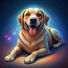 Happy Golden Labrador Retriever Dog Lying Down