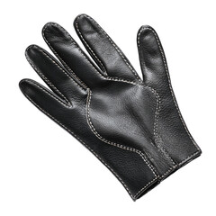 Single Black Leather Glove With Visible  isolated on a transparent background