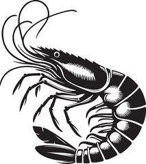 shrimp silhouette vector art illustration white background