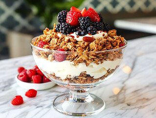 Delicious Granola Parfait with Yogurt and Berries