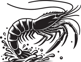 shrimp silhouette vector art illustration white background