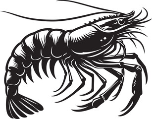 shrimp silhouette vector art illustration white background