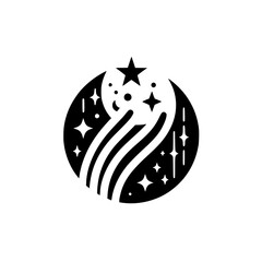 Celestial Logo: Black and White Starry Night Icon