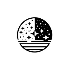 Black & White Celestial Sphere: Stars & Stripes Logo Design