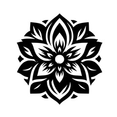 Monochromatic Mandala: Floral Black & White Vector Design
