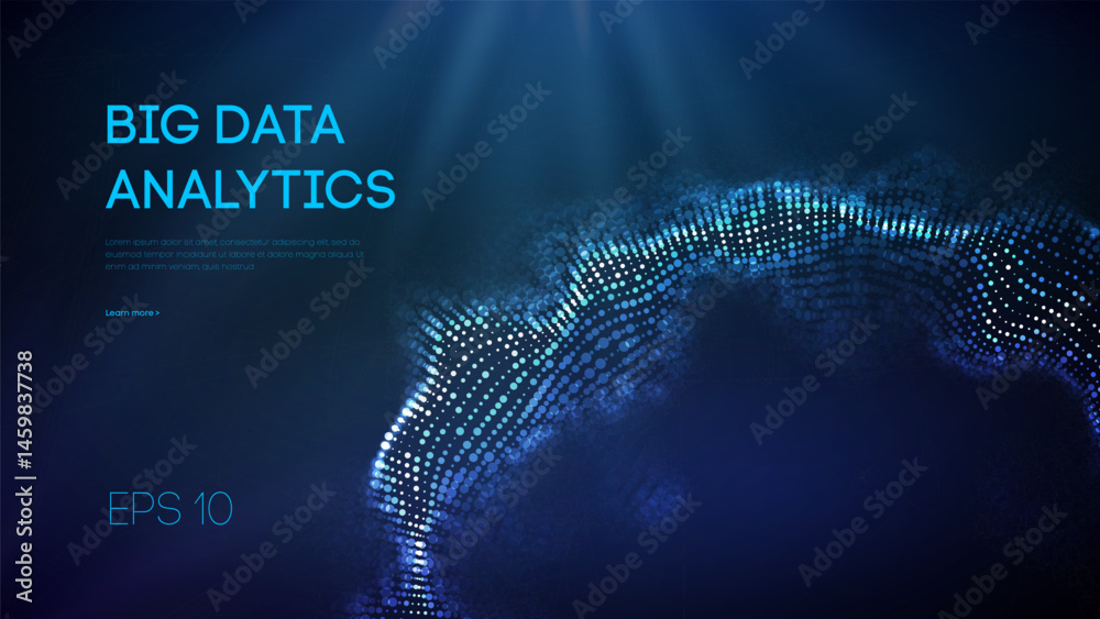 Poster abstract data background sphere 3d tech globe bg big circle particle vector. digital mesh network li