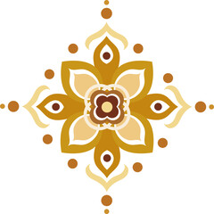 isolated golden indian rangoli pattern vector illustration, elegant ornamental design element for diwali and festive decorations on white background, decor