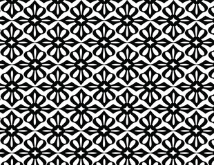 Classic Monochrome Floral Motif with Blooming Flowers