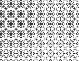 Elegant Black and White Floral Pattern Featuring Various Flowers