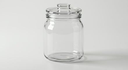 Empty clear glass jar with lid