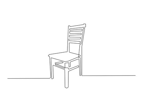 Wooden armchair outline drawing illustration. Continuous line draw of home furniture vector