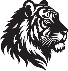 Vector tiger head, face for retro logos, emblems, badges, labels template and t-shirt vintage design element. Isolated on white background