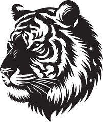 Vector tiger head, face for retro logos, emblems, badges, labels template and t-shirt vintage design element. Isolated on white background