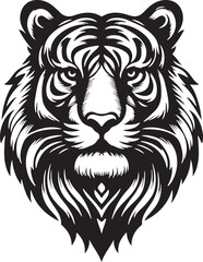 Vector tiger head, face for retro logos, emblems, badges, labels template and t-shirt vintage design element. Isolated on white background