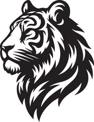 Vector tiger head, face for retro logos, emblems, badges, labels template and t-shirt vintage design element. Isolated on white background